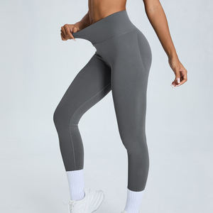 Leggings de yoga personnalisés, solides, respirants, à séchage rapide, taille haute, écologiques, pour femmes et hommes, pour la gym, l'entraînement, compression, sans couture, effet beurre - Product Image 1