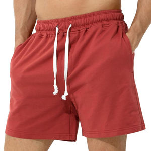 Pantalones Cortos Rojos de Algodón de Alta Calidad para Hombre, Color Sólido, Cintura con Cordón, Casuales, Transpirables, Tejidos, de Tiro Medio, Elásticos - Product Image 2