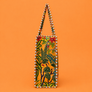 Quilted Jaipuri <b>Tote</b> Bag in Hand Block Print Bohemian Style Beach Bag <b>Zip</b> Closure All Seasons Use Shopping bag Women <b>Tote</b> Bag - Product Image 3