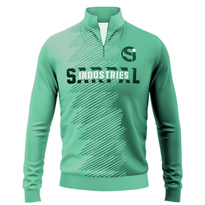 Sudadera de entrenamiento de fútbol para hombre, verde menta a rayas, con cremallera de 1/4, jersey de manga larga, top deportivo para equipo - Product Image 1