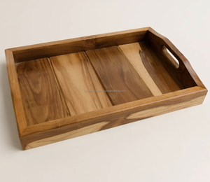 Luxury Home Decor Carved Large Natural Wood Plate Rectangle Walnut Wooden Food Serving Platters Tray from India - Product Image 1