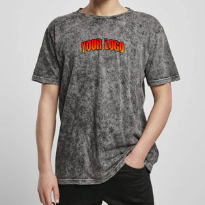 เสื้อยืดผู้ชายทรงปกติคุณภาพสูง ผ้าโพลีเอสเตอร์/คอตตอนเนื้อละเอียด ซักย้อมสีแบบแอซิดวอช ระบายอากาศได้ดี เป็นมิตรกับสิ่งแวดล้อม สไตล์ฮิปฮอป - Product Image 6