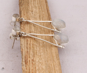 Natural <b>Rainbow</b> Moonstone <b>Drop</b> Earrings 925 Sterling Silver Vintage Victorian Style Blue Fire Moonstone Dangles Wholesale - Product Image 5