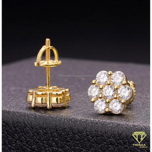 Magnifiques boucles d'oreilles fleur en diamant de culture, argent sterling 925, bijoux étincelants, cadeau pour femmes et hommes - Product Image 5