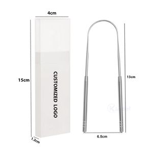 Grattoir à langue en acier inoxydable en forme de U avec poignée confortable, outil de nettoyage buccal réutilisable pour l'hygiène quotidienne, nettoyeur de langue - Product Image 3