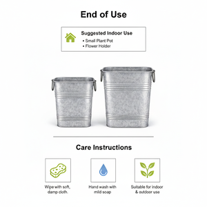 Ensemble de 2 seaux carrés en métal galvanisé Headway Crafts, gris rouillé - Product Image 4