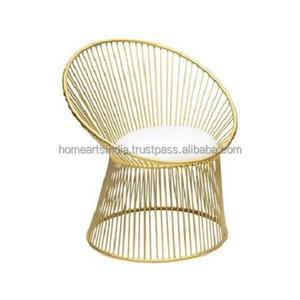 Silla de alambre de hierro de diseño moderno, Color oro rosa, forma redonda, para el hogar y el jardín, utilizado al mejor precio en la India - Product Image 2