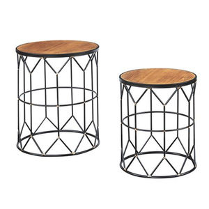 Premium Style Round Shape Metal And Wooden Coffee <b>Table</b> Black & <b>Brown</b> Finished For Home Living Room Decorative Furniture - Product Image 4
