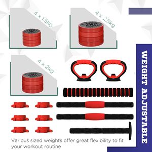 Set di manubri regolabili 4-in-1 con bilanciere, kettlebell e supporto per flessioni per allenamento a casa 55 libbre - Product Image 5