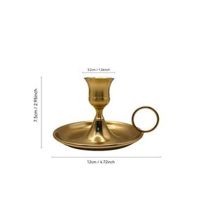 Support de bougie vintage en gros avec anneau de transport, bougeoir en métal doré et noir, décoration d'intérieur, mariage, Noël, écologique - Product Image 2