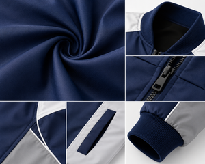 Custom <b>Men's</b> Navy Blue <b>White</b> Bomber <b>Jacket</b> Windproof Zip Up Flight <b>Jacket</b> Lightweight Polyester Casual Winter Coat OEM ODM - Product Image 5