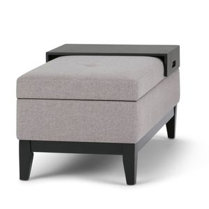 Banc de rangement Cloud Grey Oregon avec plateau, élégants tabourets et ottomanes - Product Image 4