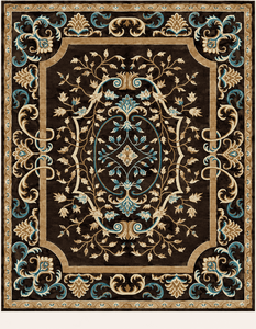 Tapis d'appoint à motif floral noir et rouge, tapis oriental traditionnel orné, tufté à la main avec tapis antidérapants pour usage en intérieur - Product Image 3