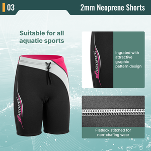Pantalones Cortos de Neopreno Aropec de 2 mm, Pantalones de Traje de Buceo con Bloques de Color, Cierre de Hebilla Externa, Costuras Planas para Surf y Buceo, OEM/ODM - Product Image 4