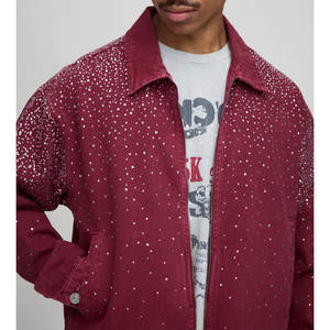 Chaqueta de Mezclilla con Pedrería para Hombre, con Capucha Desmontable, Estilo Casual Urbano, Abrigo de Jean, Venta al por Mayor OEM - Product Image 3