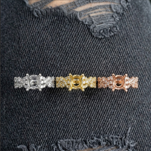 HongKong Custom Fine Jewelry 18k Solid White Gold Classic Real Diamond Solitaire Semi Mount Engagement Wedding Rings Women - Product Image 5