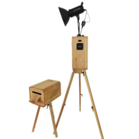 Photomaton vintage en bois pour iPad 12,9 pouces, modèle 2026 DSLR, pour fêtes et événements
