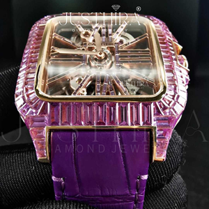Montre de luxe en quartz avec design unique, personnalisée, sertie de diamants Moissanite, style Hip Hop Bling Bling, pour femmes et hommes, disponible à la vente - Product Image 4