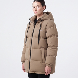 Veste matelassée à capuche pour femme, long manteau d'hiver épais et chaud, couleur unie, manches longues, rembourrage en polyester - Product Image 2