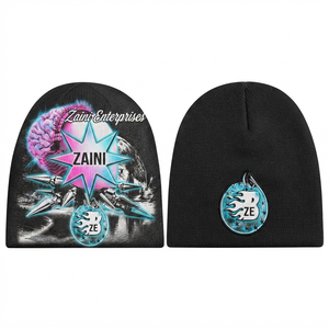 320 GSM Premium Acrylic Knit <b>Men</b> Beanie <b>Cap</b> Black Custom Sublimation Embroidery Woven Patch Heat Transfer Logo <b>Winter</b> Wear - Product Image 1