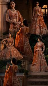 LAHENGA CHOLI DUPATTA BUTTER <b>FLY</b> <b>NET</b> SEQUNCE EMBROIDERY WORK WITH CANCAN & CANVAS PATTA - Product Image 2
