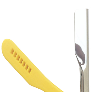 Afeitadora manual plegable de una sola cuchilla con mango de plástico amarillo para hombre, bajo MOQ, para dar forma al cabello, venta al por mayor - Product Image 3