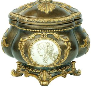 Scatola Portagioie Decorativa Alta 9 Pollici con Finitura Bronzo per una Conservazione Elegante - Product Image 3
