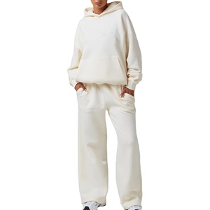 Ensemble de survêtement décontracté en molleton pour femme, coupe ample, sweat-shirt à capuche et pantalon long - Product Image 1