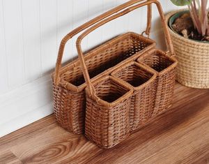 Natural Handmade Rattan Holder <b>Caddy</b> For Picnic Supplies <b>Kitchen</b> Accessories Dining Table And Buffet Service - Product Image 1