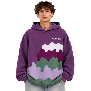 Sweat-shirts à capuche Drip Panel très demandés, en molleton de coton personnalisé, à épaules tombantes, style streetwear, avec design appliqué tendance, ODM, marque privée - Product Image 1