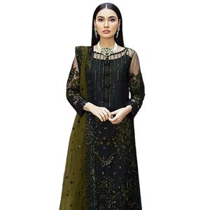 COLOR NEGRO Calidad Premium Indian Pakistani Ladies GEORGETTE Shalwar Kameez Trajes Tarifa al por mayor de India - Product Image 1
