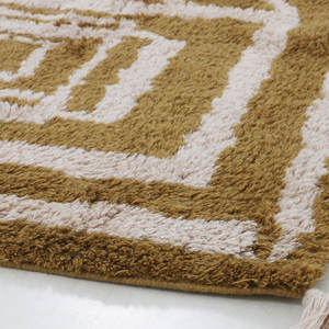 Alfombra de área de algodón/lana blanca/marrón hecha a mano conjunto de producto tejido a mano - Product Image 2