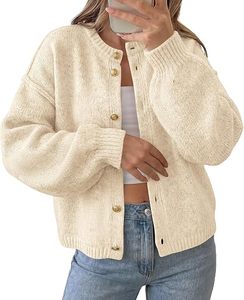 Cardigan en tricot crème à manches longues, fermeture boutonnée, couleur unie, pull d'automne, coupe classique, 100% acrylique, pull pour homme - Product Image 2