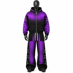 Conjunto de chándal de invierno holgado y acampanado para hombre, con cremallera, precio económico, OEM 2026 - Product Image 1