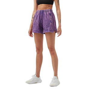 Shorts en jean délavé pour femmes, taille haute, style vintage, effet usé - Product Image 1