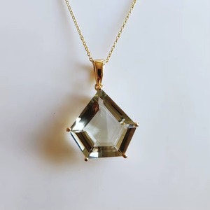 Pendentif en Quartz fumé naturel, coupe pentagonale, or 14K, 16x16MM, bijoux en or fins à la mode pour femmes, bijoux en pierres précieuses véritables - Product Image 2