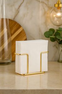 Metal Napkin Holder Abstract Cut Design Gold Finish Decorative <b>Tissue</b> Organizer Modern Tabletop Stand - Product Image 6