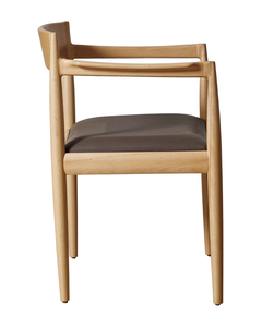 Chaise de salle à manger moderne en teck massif de qualité export avec assise rembourrée pour les projets de restaurants, cafés et hôtels - Product Image 3