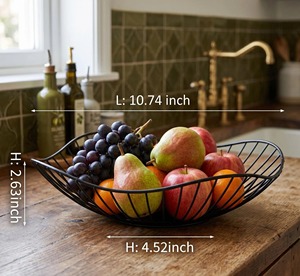 Stylish Gold Metal <b>Basket</b> For Fruit Display Elegant Decorative Fruit Holder For Kitchen Dining <b>Table</b> And Home Countertop Decor - Product Image 6