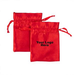Bolsa de Satén Rojo Suave con Cordón, Ligera, Tamaño Personalizable, para Guardar Collares, Pulseras y Joyas - Product Image 1