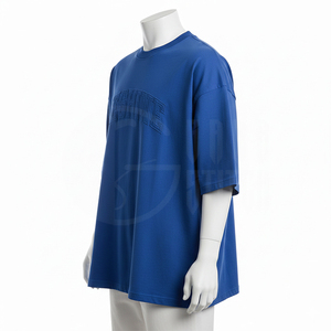 Camiseta Unisex 100% Algodón, Servicio OEM, Diseño Exclusivo, Cuello Redondo, Hombros Caídos, Color Azul Rey - Product Image 2