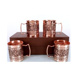 Gobelet à eau classique en cuivre, verre à boire fait main, tasse de bien-être traditionnelle, design élégant en métal pour la salle à manger et la cuisine - Product Image 6