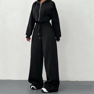 Wholesale Custom logo Fashion Women Hoodie <b>Set</b> Manufacturers Streetwear Zip up Casual Oversized Women's for <b>Sweatpants</b> - Product Image 3