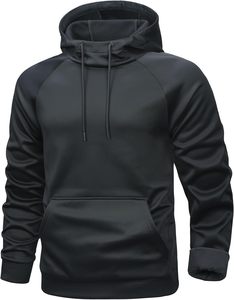 Sudadera con Capucha para Hombre, Color Gris Oscuro, Cuello Cruzado, Manga Raglán, Felpa, Estilo Casual, Deportivo, Urbano, OEM - Product Image 1