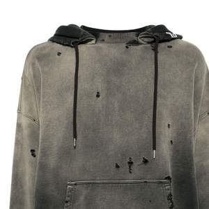 Sweat à capuche professionnel pour homme, style déchiré, personnalisé, manches longues, effet délavé, déchirures en denim, en tissu polaire - Product Image 6