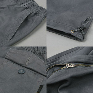 Pantalon cargo pour homme, taille élastique, plusieurs poches, en toile, coupe droite décontractée, respirant, poids moyen, pour le printemps - Product Image 4
