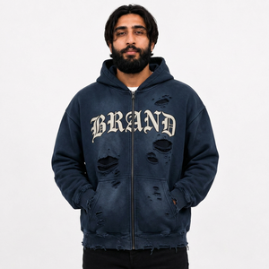 Sudadera con capucha para hombre al por mayor, de felpa gruesa con estampado en relieve, de marca, para mayoristas estadounidenses - Product Image 2