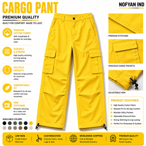 Fabricante de Pantalones Cargo Personalizados OEM, Pantalones Cargo de Pierna Ancha de Algodón, Ropa Urbana de Marca Privada para Hombres y Mujeres - Product Image 1