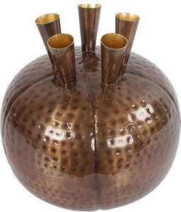 Nordic Style Antique <b>Bronze</b> Metal Finger <b>Vase</b> Round Hammered Floral Bud <b>Vase</b> 5-Spout Centerpiece for Dining Table & Living Room - Product Image 1
