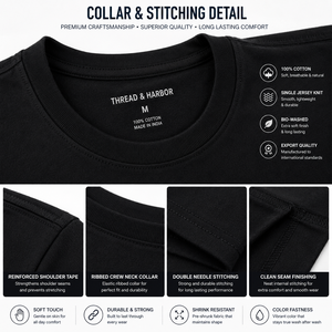 Camiseta Transpirable de Manga Corta con Cuello Redondo y Estampado de Astronauta del Universo en Color Negro para Hombre, Marca Thread & Harbor, Corte Regular, Informal, 100% Algodón - Product Image 6